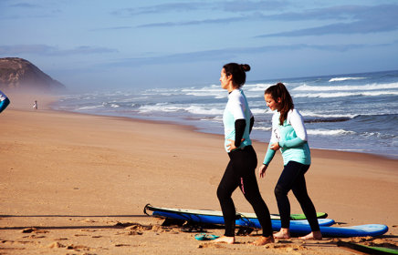 Girls Learning Surf with Atlantic Coast Surf School